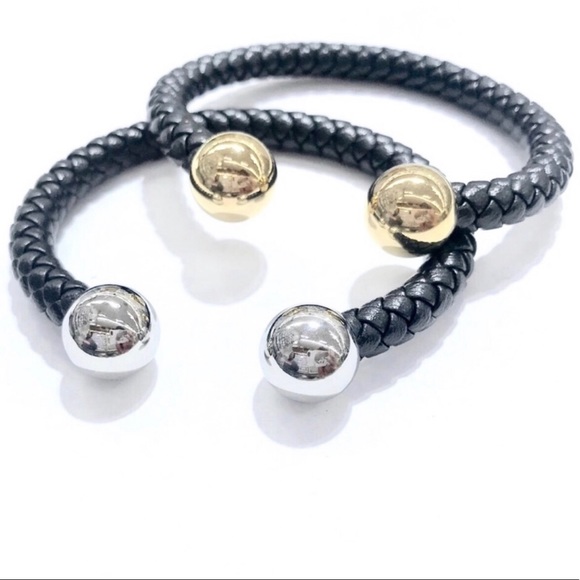 Stainless Steel Plain Ball LEATHER MEN CUFF BRAC. - Picture 8 of 8